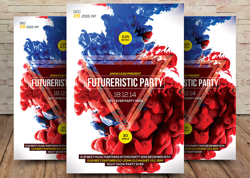 Futuristic Party Flyer Template Design Psd