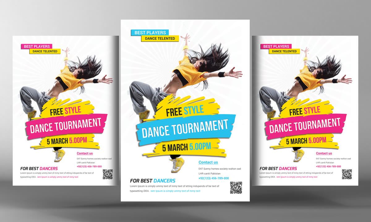 Dancing Class Tournament Flyer Template Design