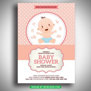 Baby Shower Invitation Flyer Card Psd Template
