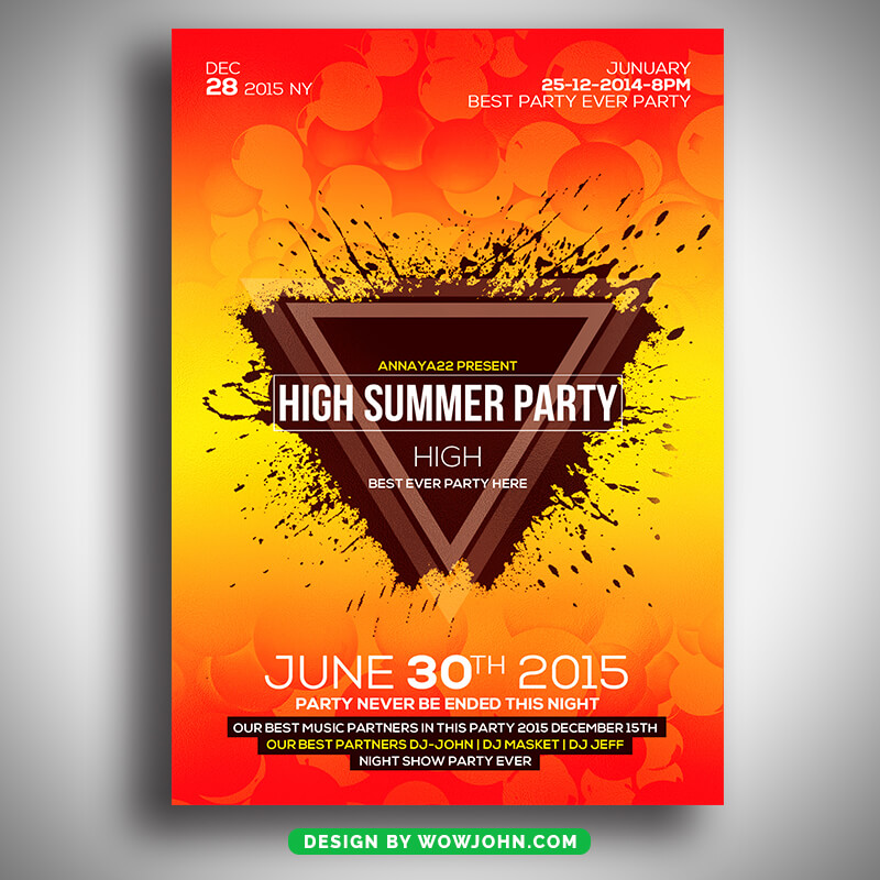 Yellow Summer Party Psd Flyer Template
