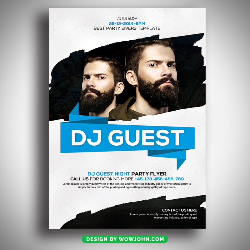 Glitch DJ Club Flyer Template Psd Design