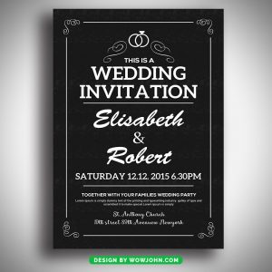 Black Wedding Invitation Card Template Psd