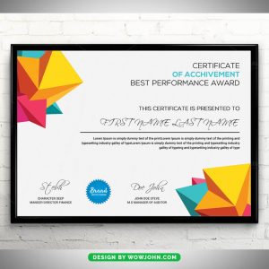 Colorful Certificate Psd Template Download