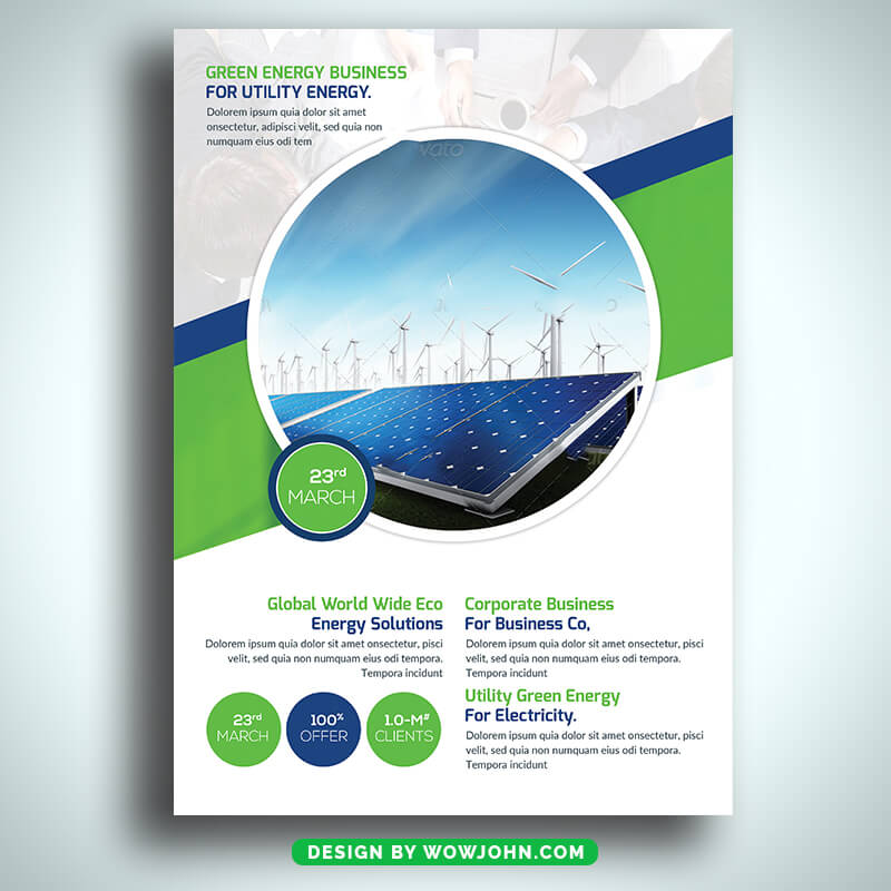 Green Solar Energy Psd Flyer Template