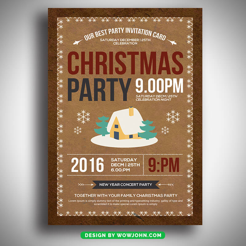 Grunge Christmas Party Flyer Template Psd Design
