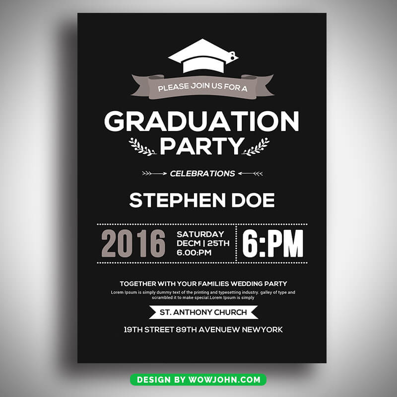 Graduation Party Flyer Poster Card Template Psd