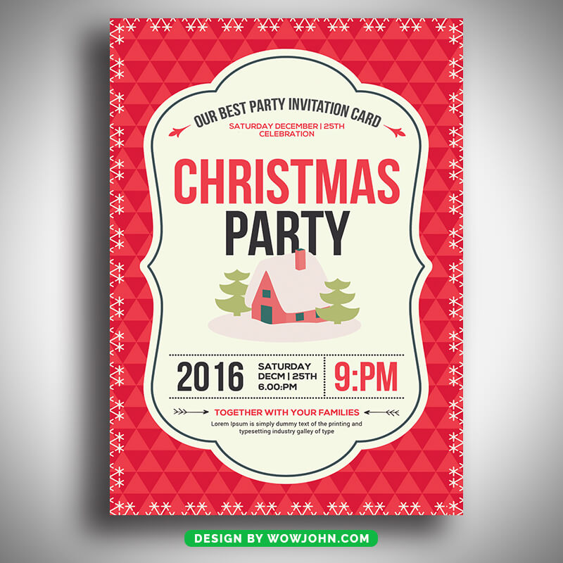 Red Christmas Geometric Flyer Template Psd