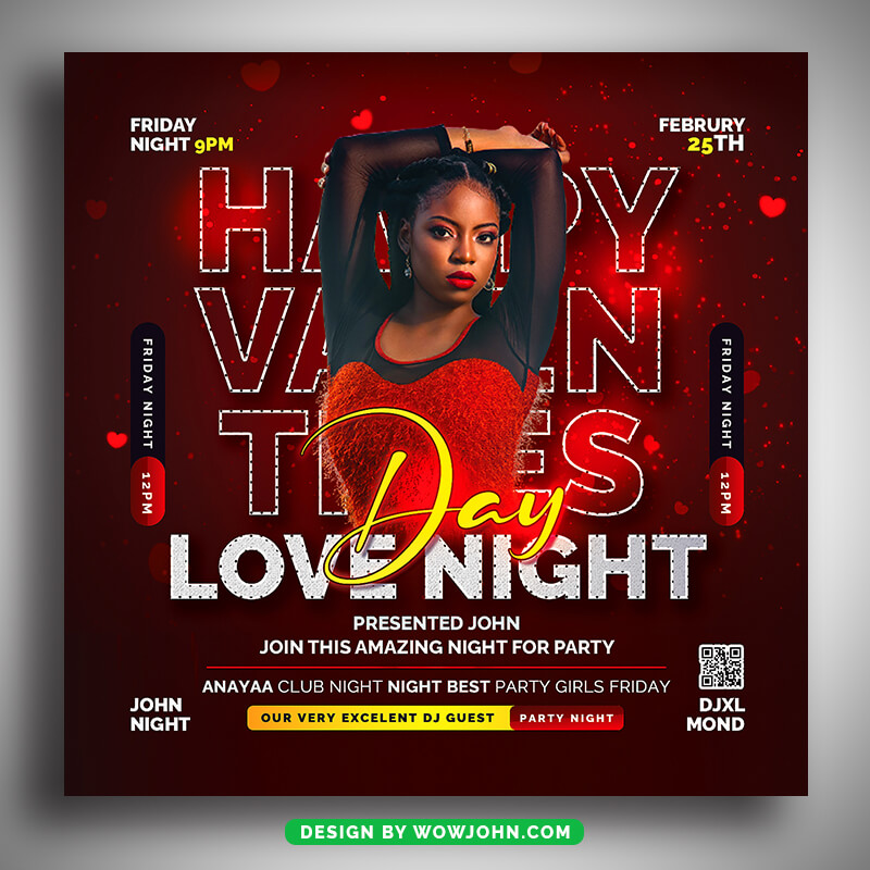 Happy Valentines Day Party Flyer Template