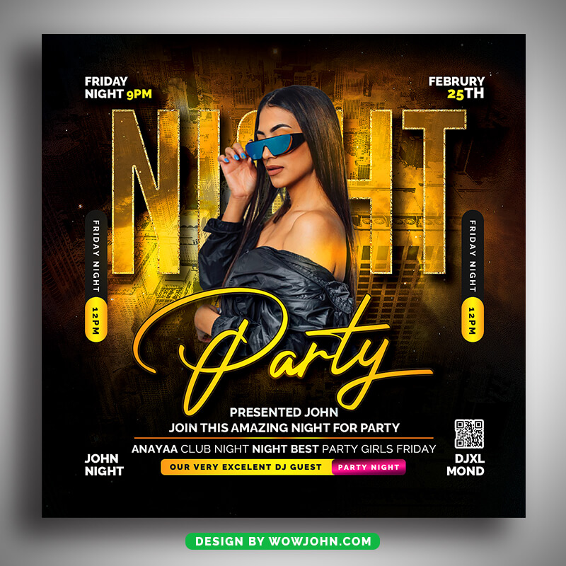 Free Friday Night Party Flyer Template Design