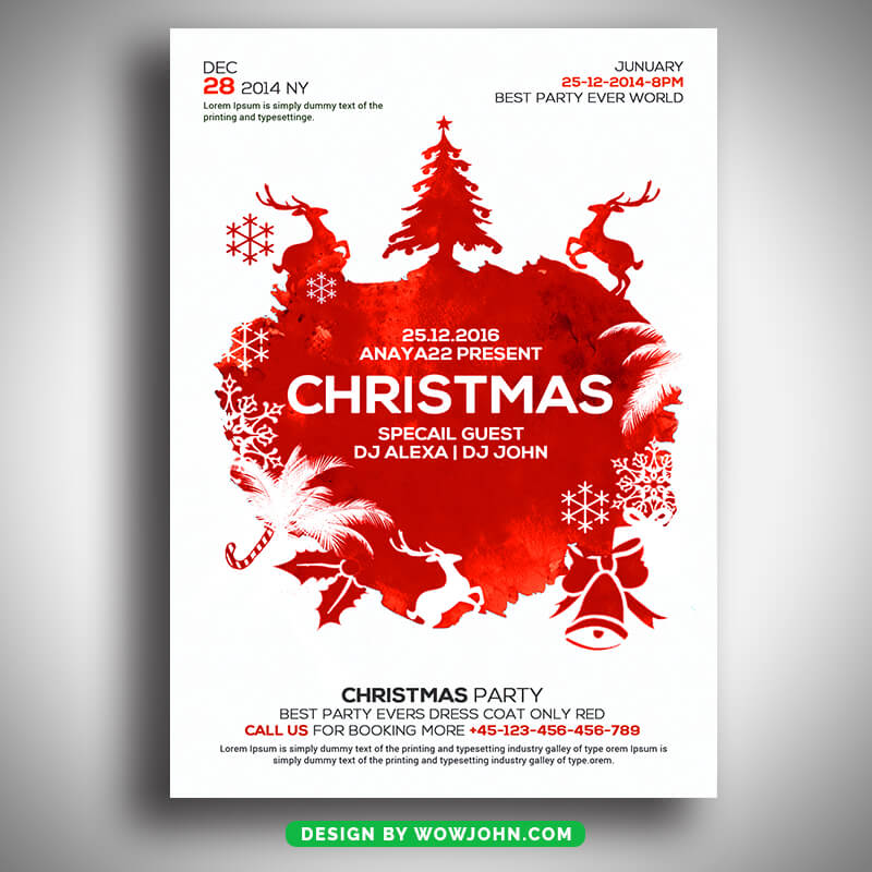 Watercolor Christmas Flyer Template Psd Design