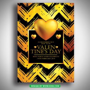 Free Valentines Day Gold Party Flyer Template