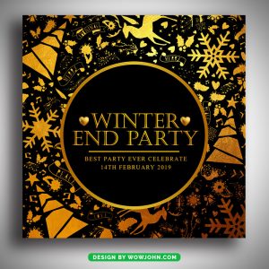 Free Winter End Party Flyer Template Psd