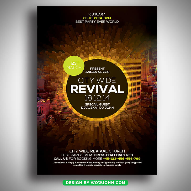 Revival Church Worship Flyer Template Psd File
