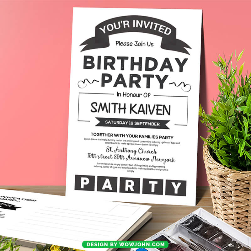 Birthday Party Invitation Template PSD Download