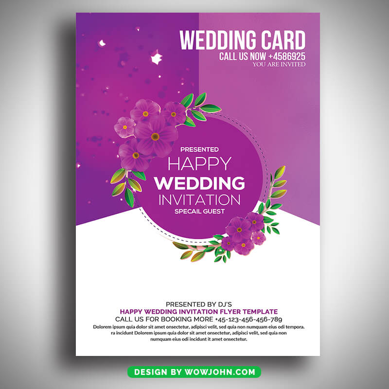 Free Floral Wedding Invitation Card Psd Template