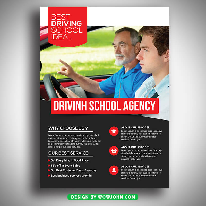 Driving Lesson School Flyer Template Psd