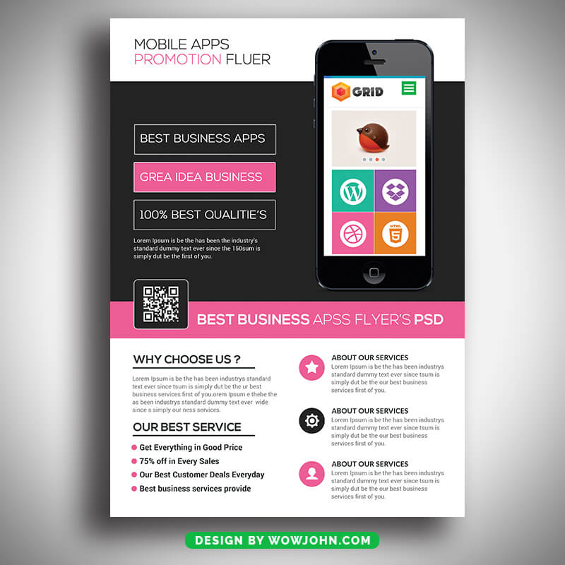 Simple Mobile Apps Flyer Template Design Psd