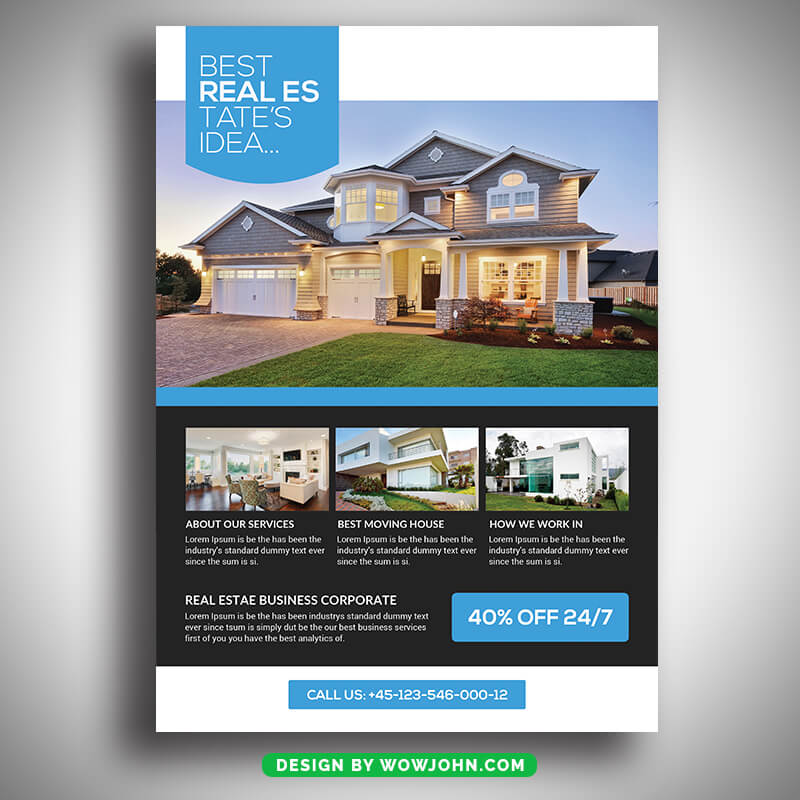 Real Estate Agency Flyer Template Design Psd