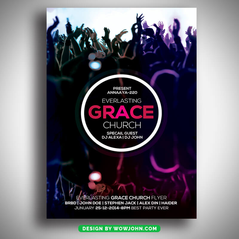 God Grace Church Flyer Template Design Psd