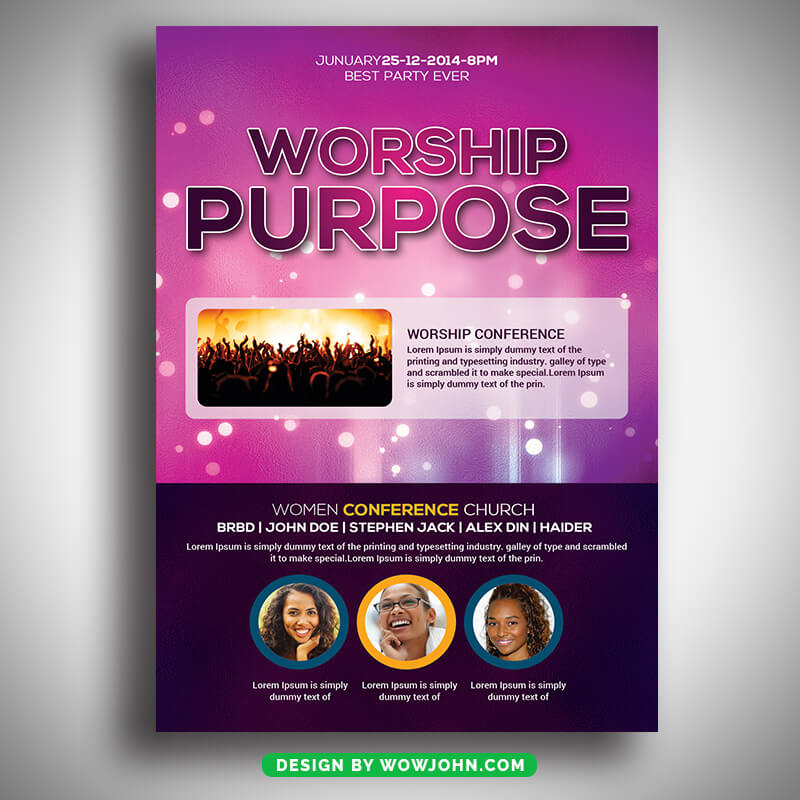 Worship Night Flyer Template Design Psd