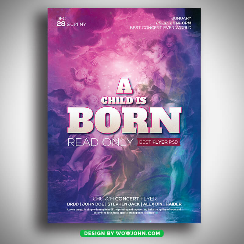 A Child is Born Church Flyer Template Psd Design