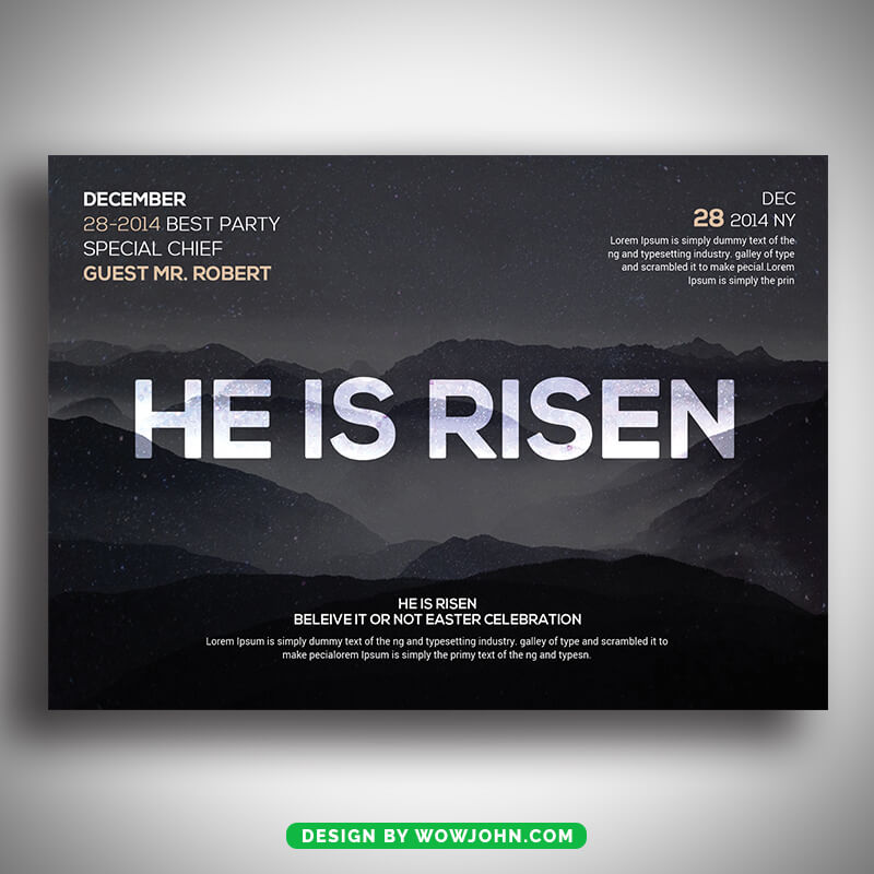He is Risen Church Flyer Template Psd Design