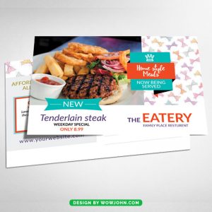 Free Restaurant Postcard Psd Templates