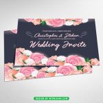 Wedding Invitation Card With Flower Psd Template