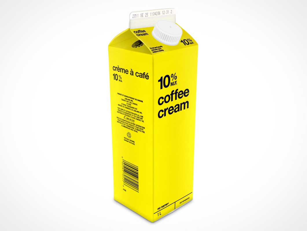 1Litre Milk Carton PSD Mockup Product Shot