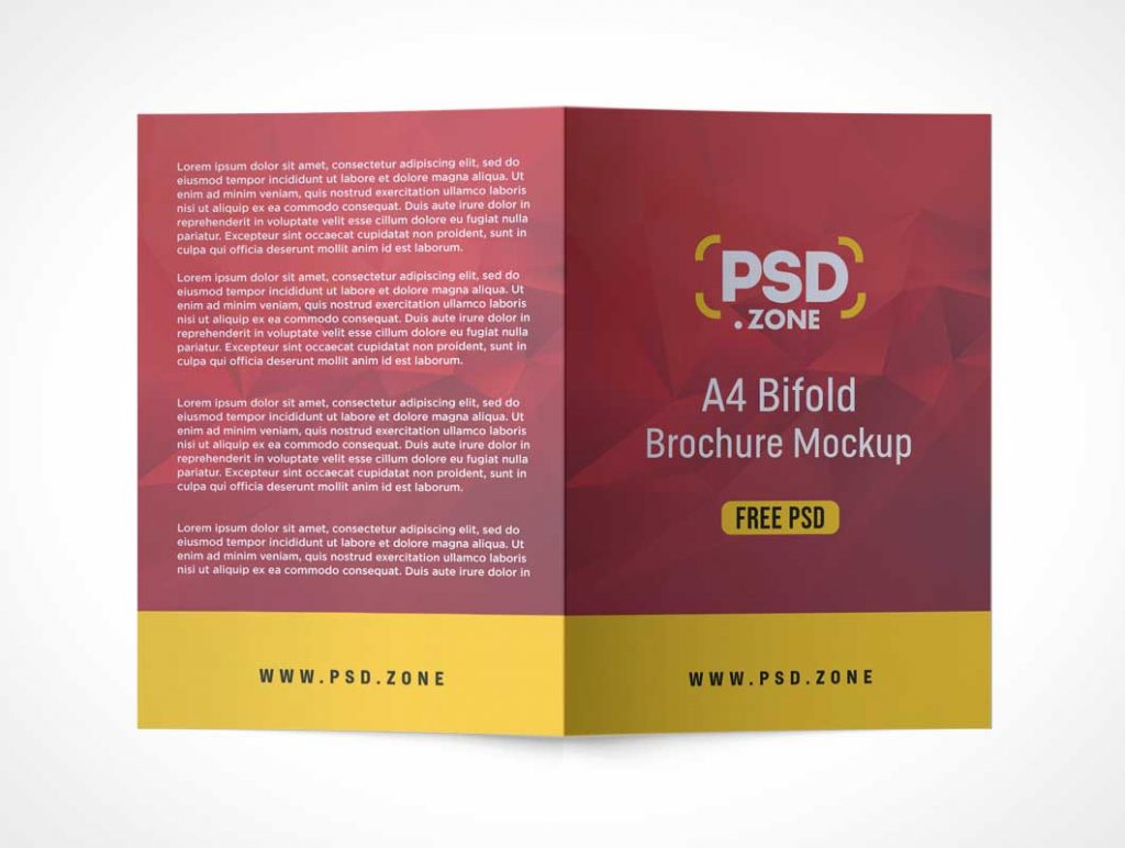 2 Panel A4 Bi Fold Brochure PSD Mockup