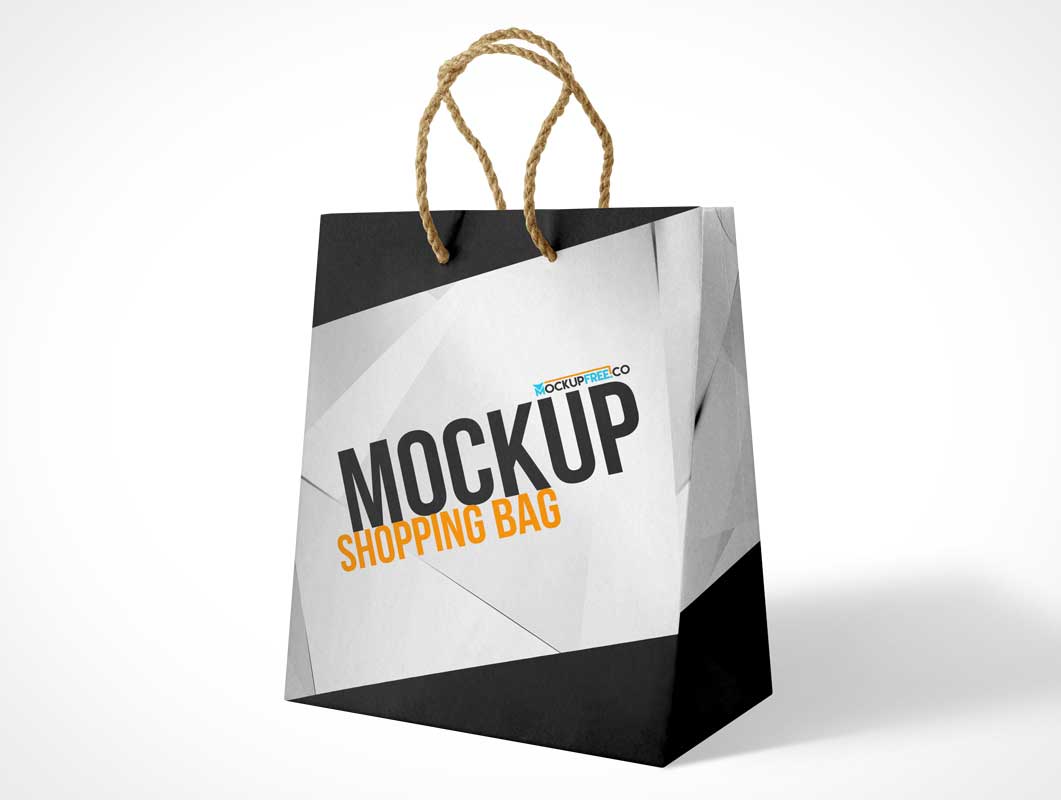 3 Boutique Paper Shopping Bag Sizes Carry Handles PSD Mockup