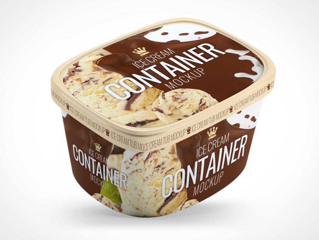 3 Ice Cream Container Tubs PSD Mockup