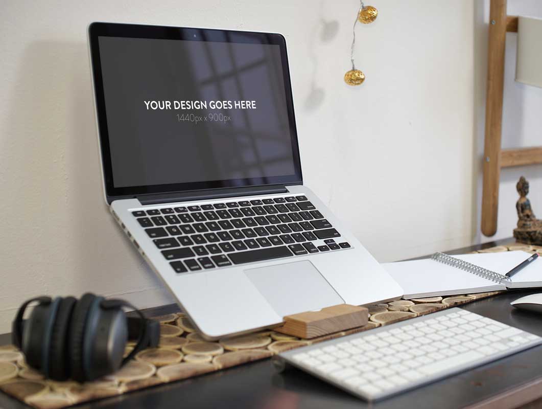 3 MacBook Pro Office Layouts PSD Mockup