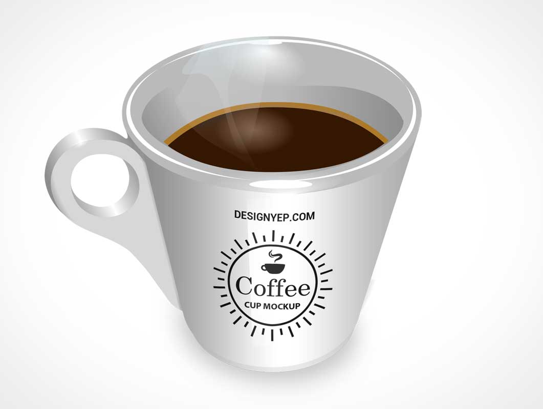 3D Glossy Coffee Mug PSD Mockup