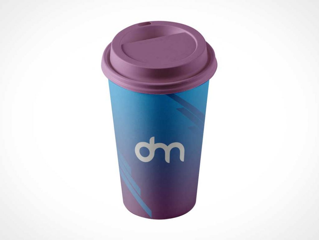Free 16oz Paper Coffee Cup Sip Lid Cover PSD Mockup