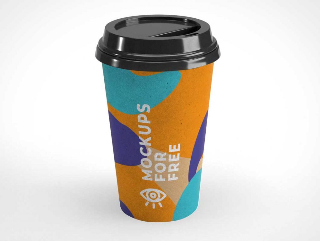 Free 16oz Recycled Paper Coffee Cup Plastic Lid PSD Mockup