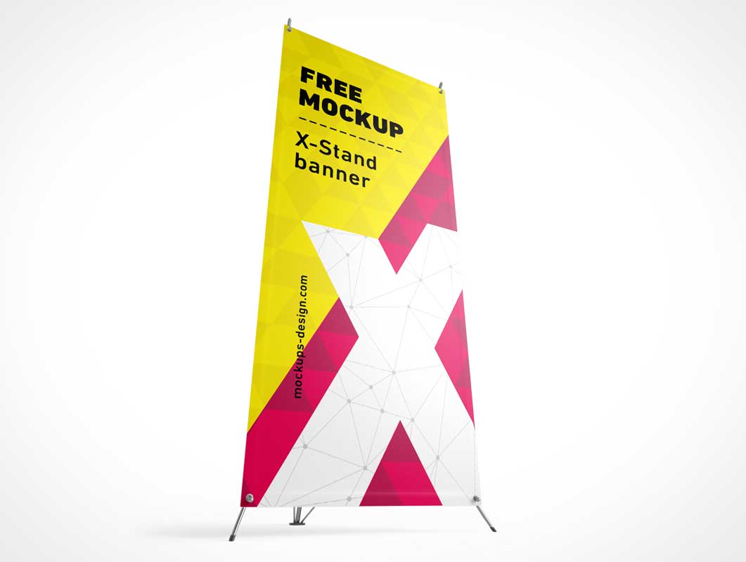 Free 4 Tradeshow Fabric Banners Display Stands PSD Mockup
