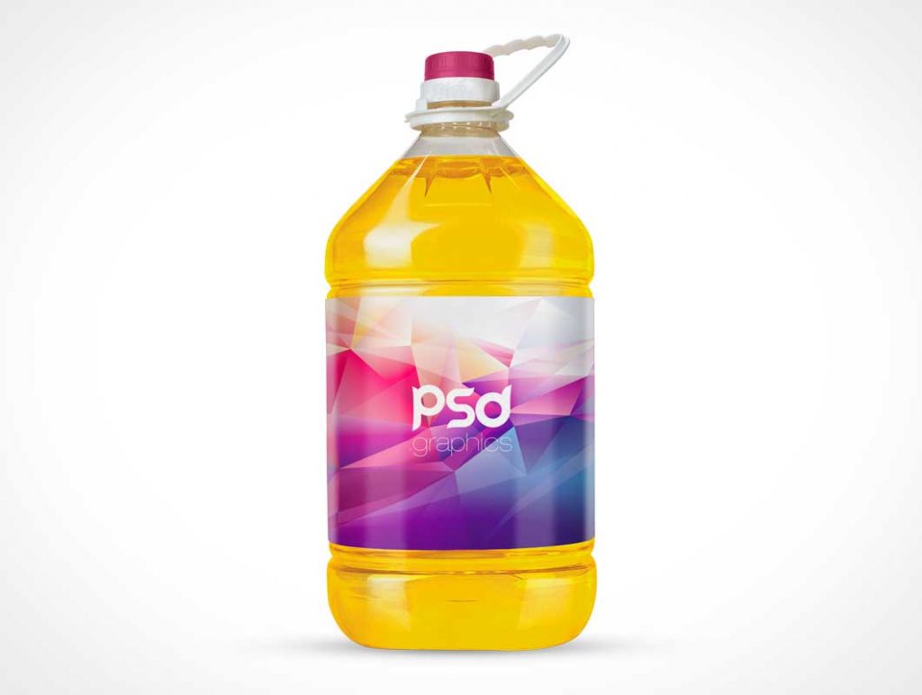 Free 4L Clear Plastic Cooking Oil Carry Handle PSD Mockup