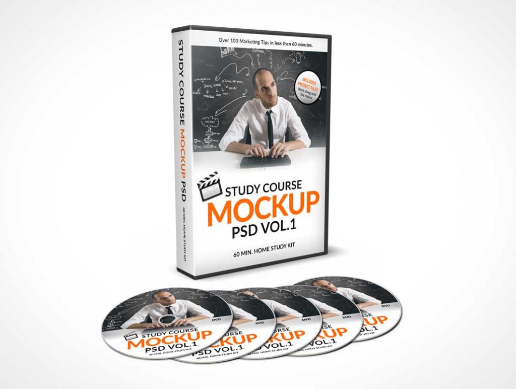 Free 5 CD Study Course With DVD Case PSD Mockup
