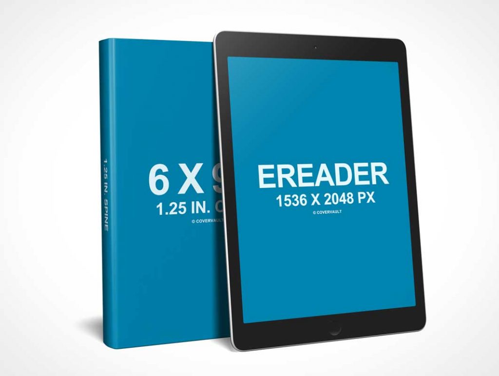 Free 6 X 9 Book With EReader Promo PSD Mockup