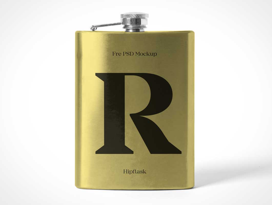 Free 6oz Stainless Steel Hip Flask PSD Mockup