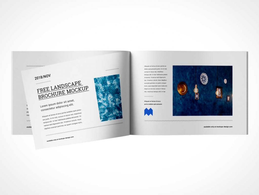 Free 7 Landscape Brochure Booklets Front Back Covers PSD Mockup