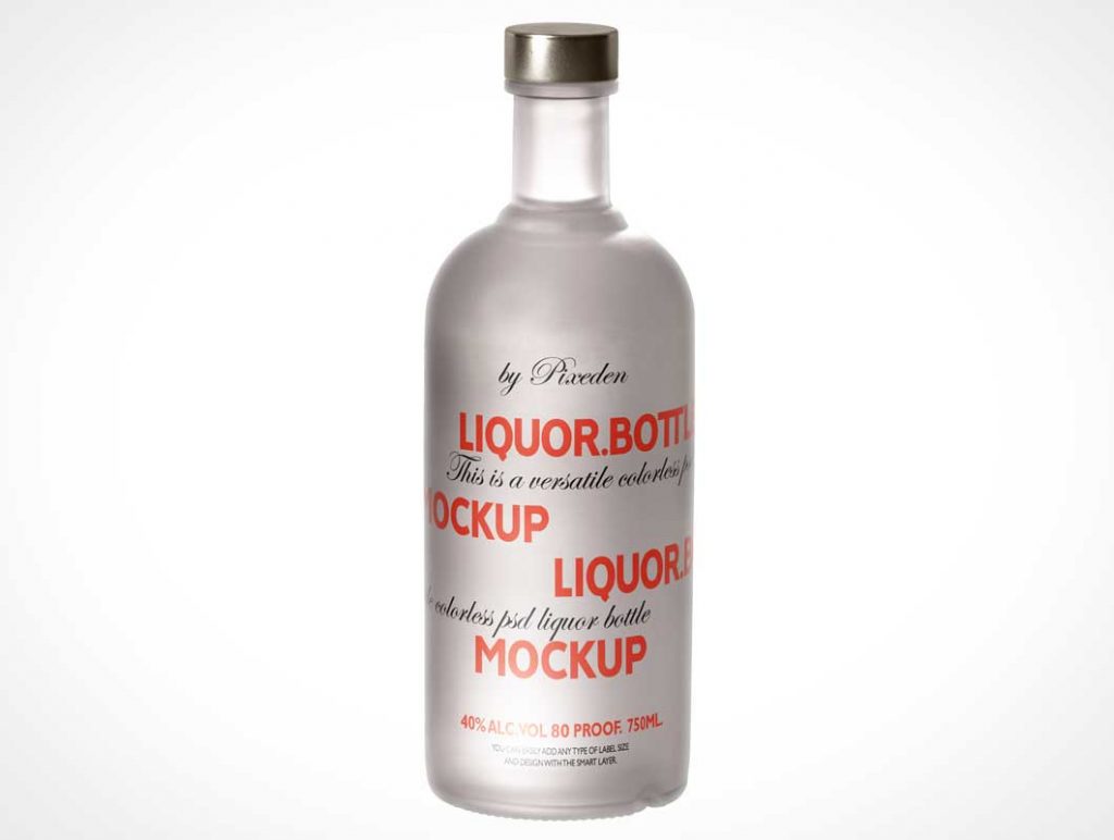 Free 750mL Vodka Glass Bottle Twist Cap PSD Mockup