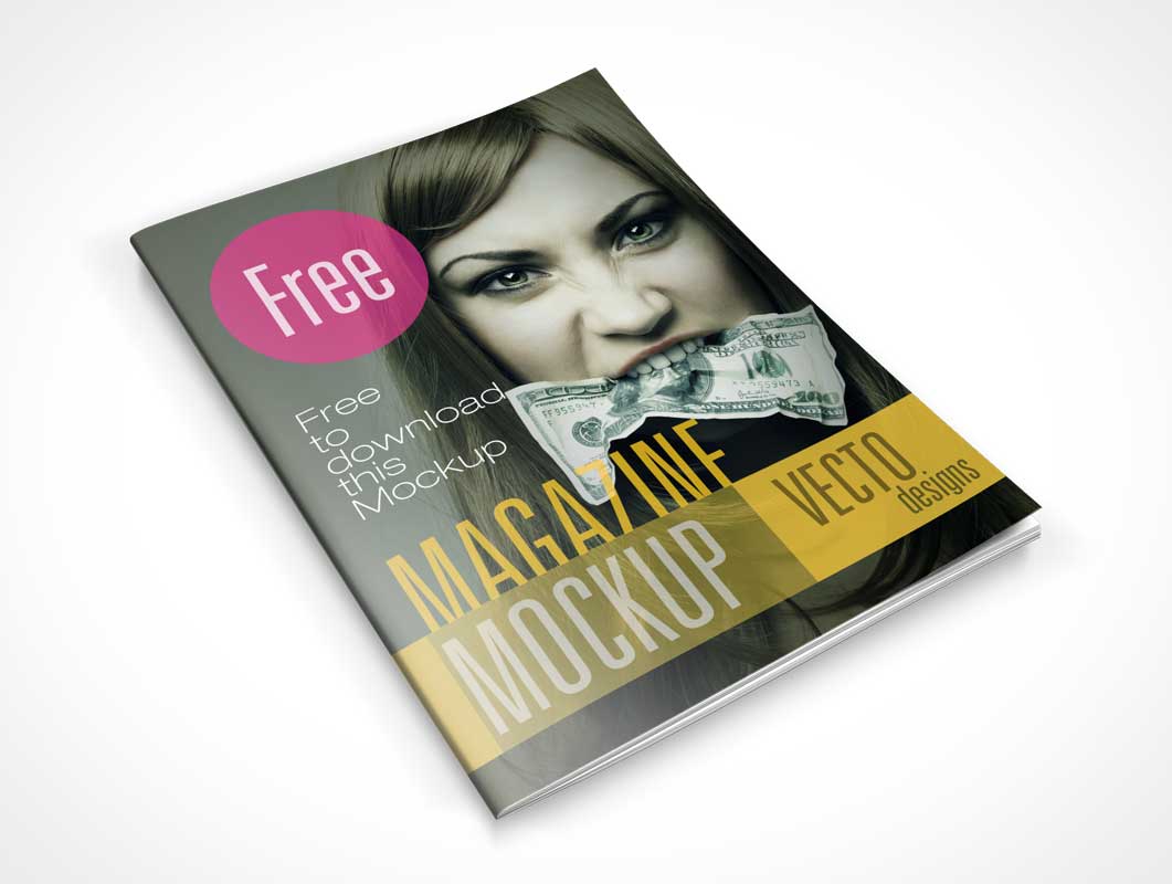 Free 8 Free Magazine PSD Mockups Cover And Page Shots