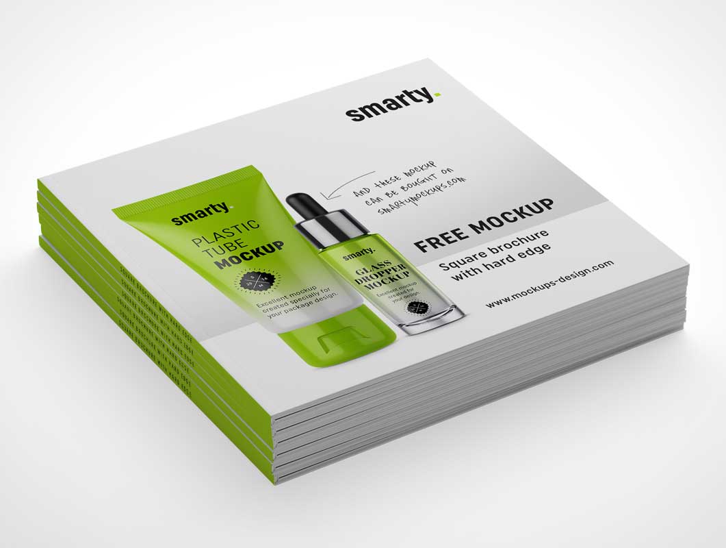 Free 8 Softcover Square Brochure Covers Inside Pages PSD Mockup