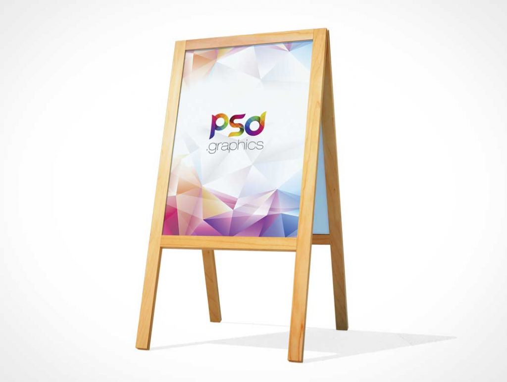 Free A Frame Wooden Display Shop Sign PSD Mockup