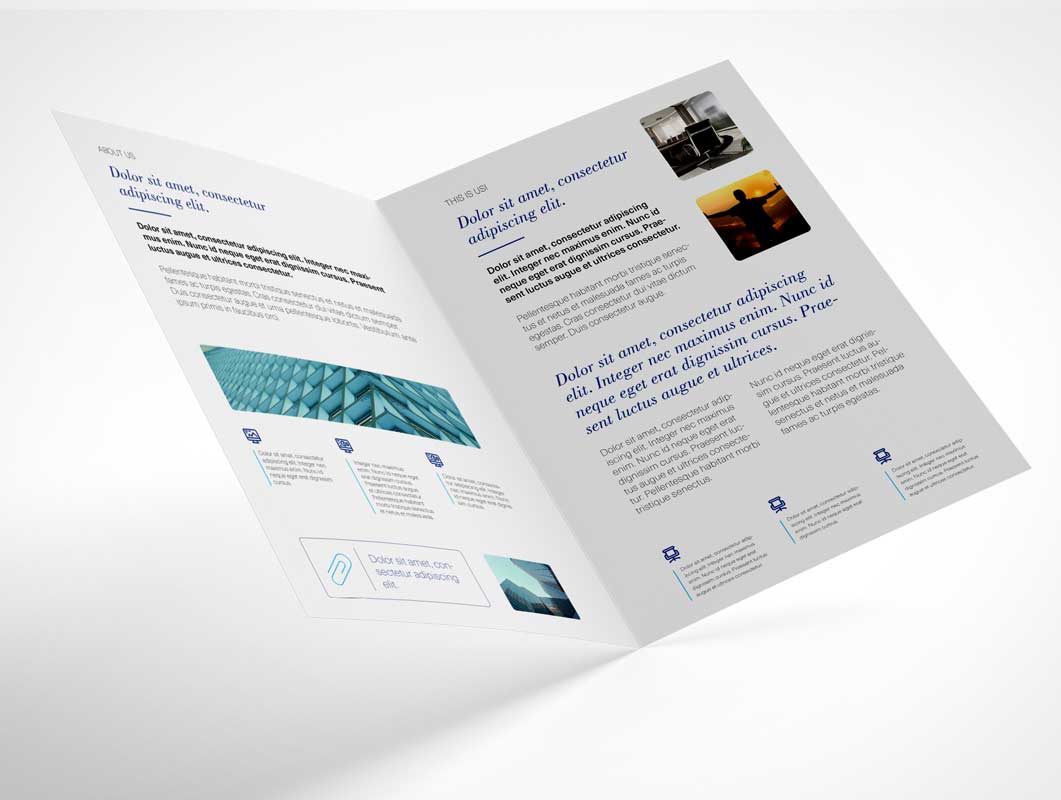 Free A4 Bi Fold Brochure Covers Inner Pages PSD Mockup