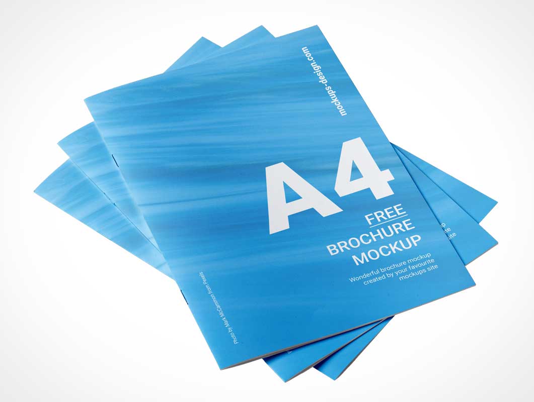 Free A4 Brochure Cover Stack PSD Mockups