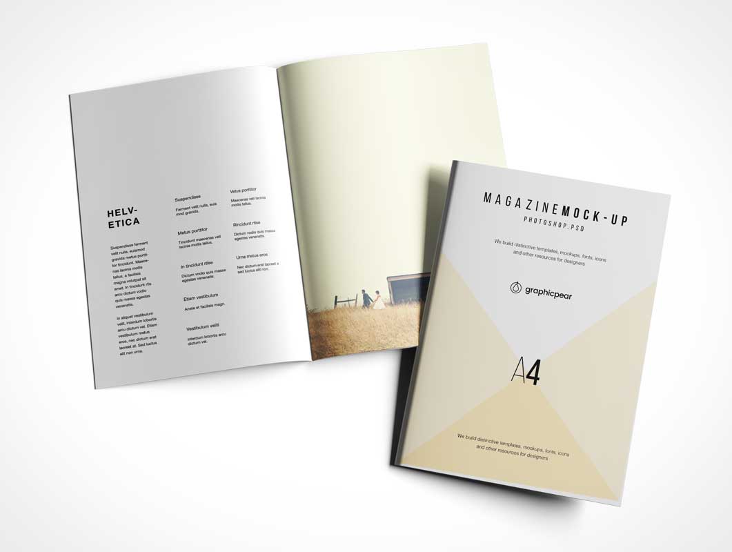 Free A4 Brochure PSD Mockup Centerfold And Cover