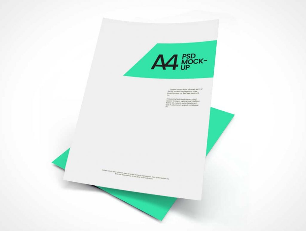 Free A4 Floating Corporate Letterhead Pair PSD Mockup